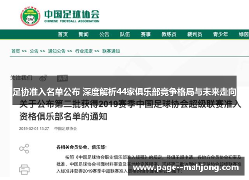 足协准入名单公布 深度解析44家俱乐部竞争格局与未来走向